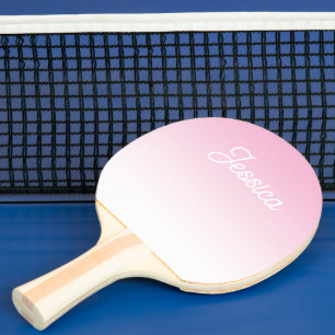 (Bewerkbare) Licht Roze Kleur Ombre & Uw Tekst Tafeltennisbatje