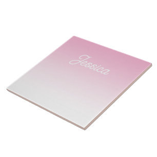(Bewerkbare) Licht Roze Kleur Ombre & Uw Tekst Tegeltje