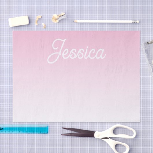 (Bewerkbare) Licht Roze Kleur Ombre & Uw Tekst Tissuepapier (Craft)
