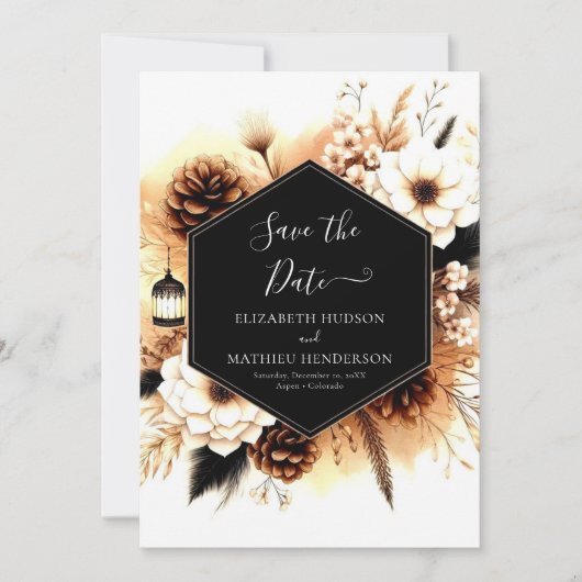 Bewerkbare lichten Rustieke bruiloft Save The Date (Voorkant)