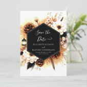 Bewerkbare lichten Rustieke bruiloft Save The Date (Staand voorkant)
