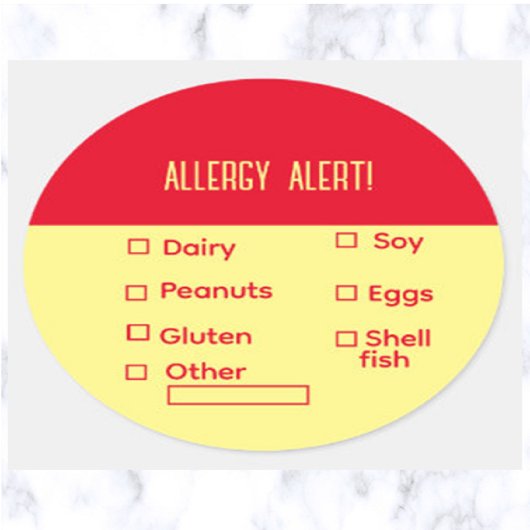 Bewerkbare lijst van Allergie Alerts Sticker