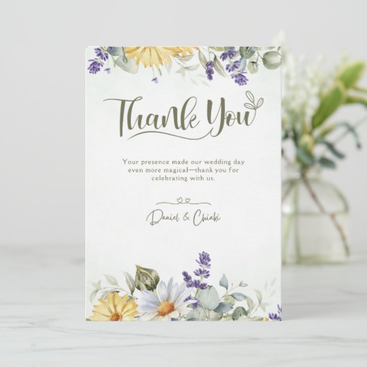 Bewerkbare Lila & groene bruiloft uitnodiging Foli (Staand voorkant)