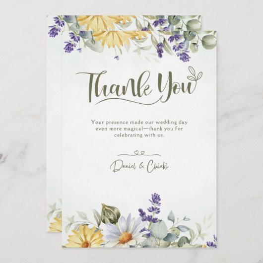 Bewerkbare Lila & groene bruiloft uitnodiging Foli (Voorkant / Achterkant)