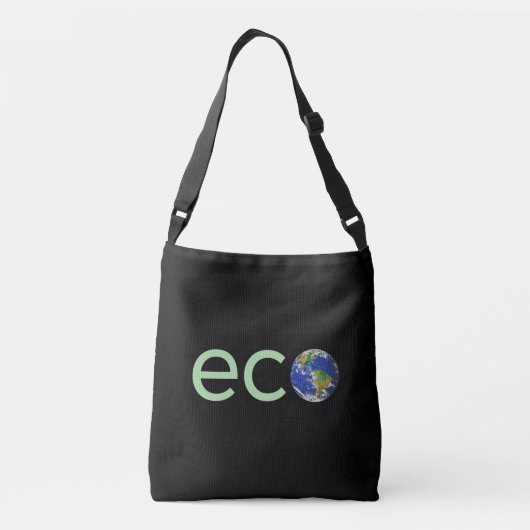 Bewerkbare Limegroene Eco Aarde op Zwart Crossbody Tas (Achterkant)