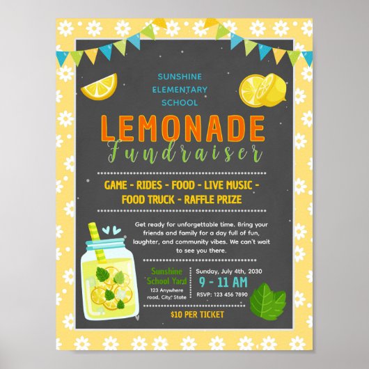 Bewerkbare limonade fondsenwervingsflyer poster (Voorkant)