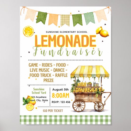Bewerkbare limonade fondsenwervingsflyer poster (Voorkant)