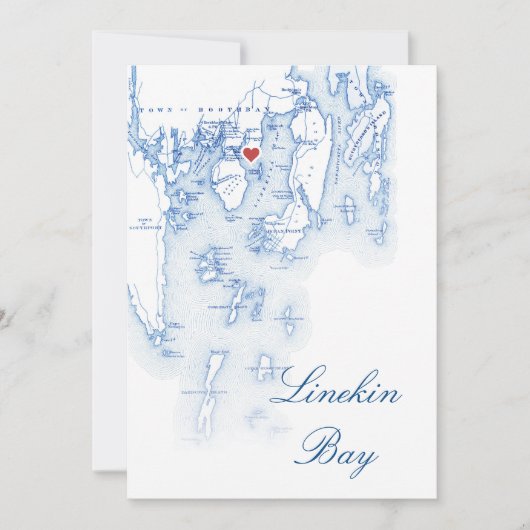Bewerkbare Linekin Bay Maine Trouwtafel Kaarten (Voorkant)