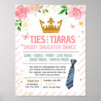 Bewerkbare linten en tiara's dansflyer poster