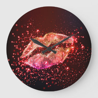 Bewerkbare lippenillustratie: eenvoudig grafisch o grote klok