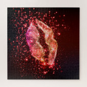 Bewerkbare lippenillustratie: eenvoudig grafisch o legpuzzel (Horizontaal)