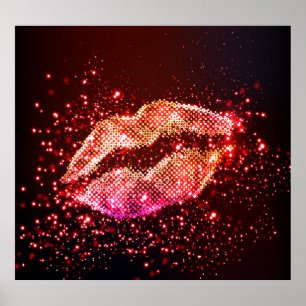 Bewerkbare lippenillustratie: eenvoudig grafisch o poster