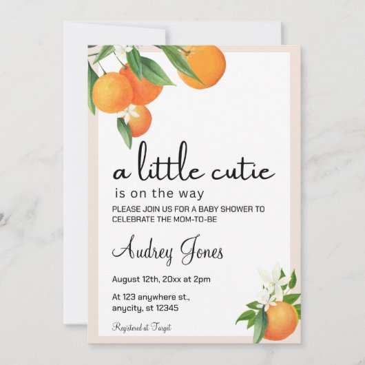 Bewerkbare Little Cutie Baby shower Invitation Kaart (Voorkant)