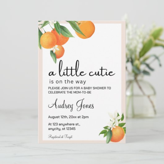 Bewerkbare Little Cutie Baby shower Invitation Kaart (Staand voorkant)