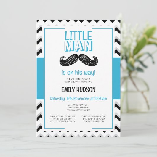 Bewerkbare Little Man uitnodiging (Staand voorkant)