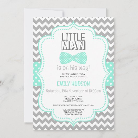 Bewerkbare Little Man uitnodiging (Voorkant)