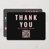 Bewerkbare Logo Retro Roze Grijs Bedankt Pakket Informatiekaartje (Voorkant / Achterkant)