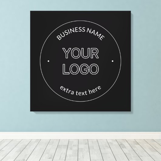 Bewerkbare Logo Vervanging & Bedrijfsnaam | Zwart Canvas Afdruk (Insitu (Houten vloer))
