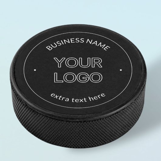 Bewerkbare Logo Vervanging & Bedrijfsnaam | Zwart Hockey Puck