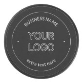 Bewerkbare Logo Vervanging & Bedrijfsnaam | Zwart Hockey Puck (Voorkant)
