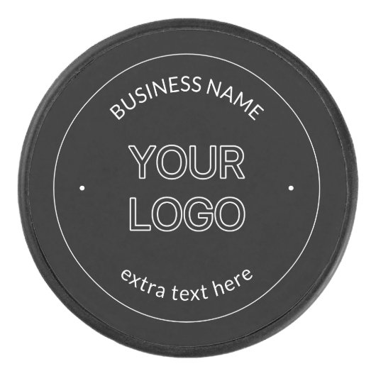 Bewerkbare Logo Vervanging & Bedrijfsnaam | Zwart Hockey Puck (Voorkant)
