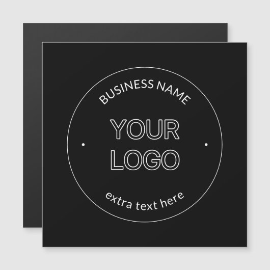 Bewerkbare Logo Vervanging & Bedrijfsnaam | Zwart Magnetische Uitnodiging (Voorkant / Achterkant)