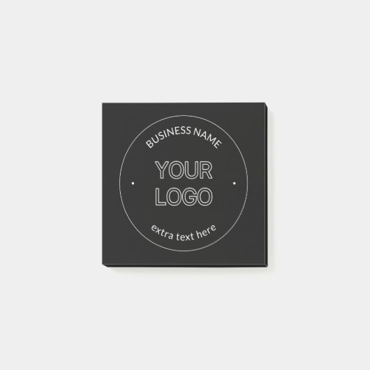 Bewerkbare Logo Vervanging & Bedrijfsnaam | Zwart Post-it® Notes (Voorkant)