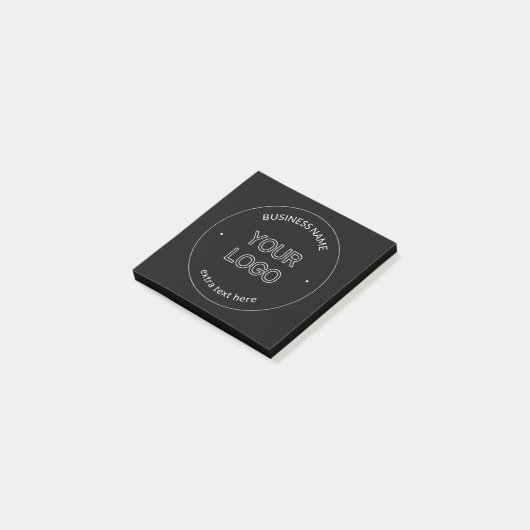 Bewerkbare Logo Vervanging & Bedrijfsnaam | Zwart Post-it® Notes (Schuin)