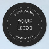 Bewerkbare Logo Vervanging & Bedrijfsnaam | Zwart Ronde Sticker