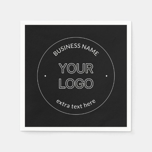 Bewerkbare Logo Vervanging & Bedrijfsnaam | Zwart Servet (Voorkant)