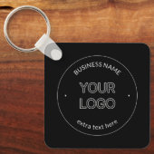 Bewerkbare Logo Vervanging & Bedrijfsnaam | Zwart Sleutelhanger (Voorkant)