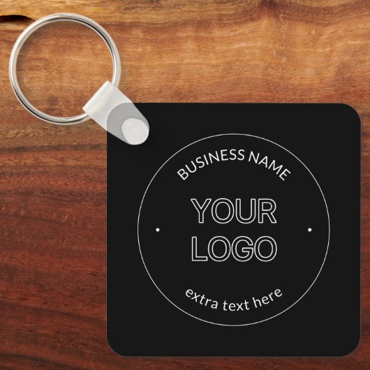 Bewerkbare Logo Vervanging & Bedrijfsnaam | Zwart Sleutelhanger (Voorkant)