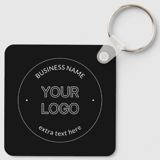 Bewerkbare Logo Vervanging & Bedrijfsnaam | Zwart Sleutelhanger (Achterkant)