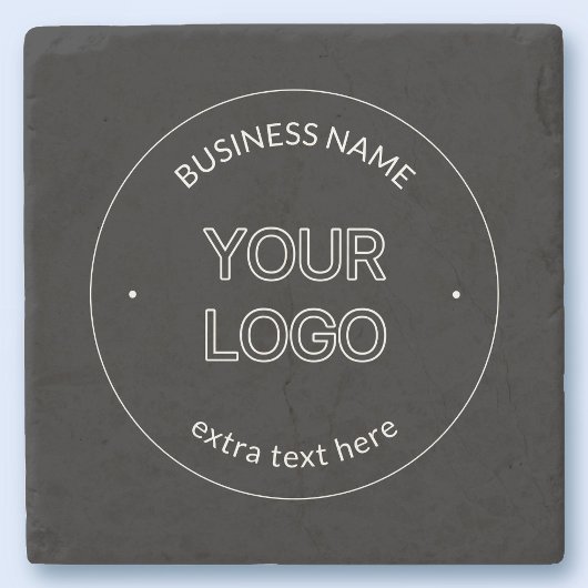 Bewerkbare Logo Vervanging & Bedrijfsnaam | Zwart Stenen Onderzetter