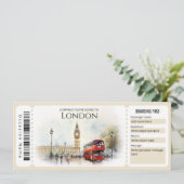 Bewerkbare London Plane Boarding Pass Ticket Kaart (Staand voorkant)