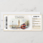 Bewerkbare London Plane Boarding Pass Ticket Kaart (Voorkant)