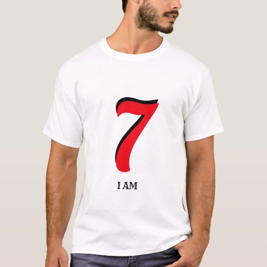 Bewerkbare Lucky Seven I Am T-shirt (Voorkant)