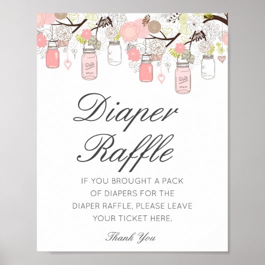 Bewerkbare Luierloterij Baby Shower Bord Gedrukt Poster (Voorkant)