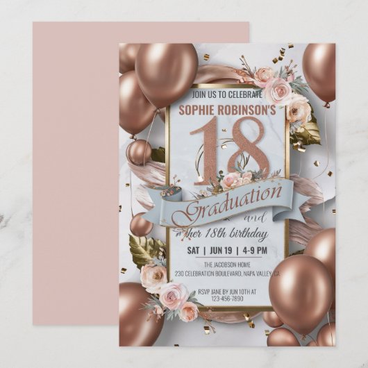 Bewerkbare Luxe 18e Verjaardag Combinatie Afstuder Kaart (Voorkant / Achterkant)