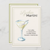 Bewerkbare Lychee Martini Recept Kaart (Voorkant / Achterkant)