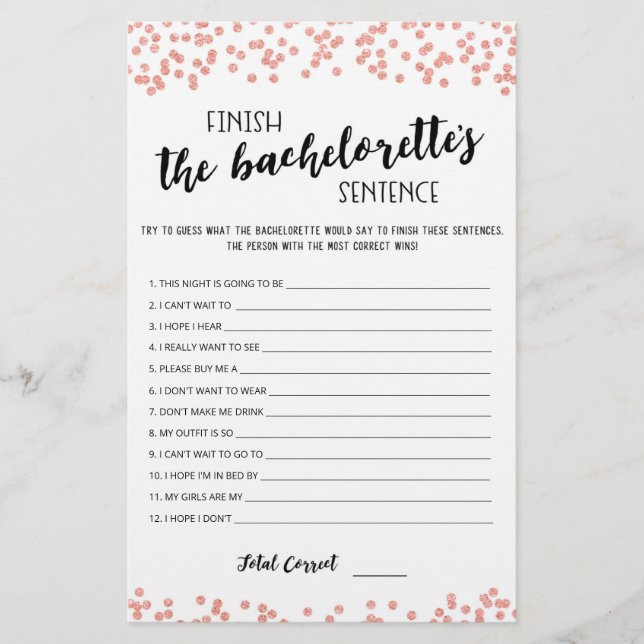 Bewerkbare Maak de zin van de Bachelorette af spel (Voorkant)