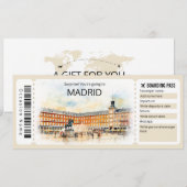 Bewerkbare Madrid Boarding Pass Spanje Vliegticket Kaart (Voorkant / Achterkant)