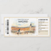 Bewerkbare Madrid Boarding Pass Spanje Vliegticket Kaart (Voorkant)