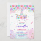 Bewerkbare Magische Eenhoorn Uitnodiging voor Verj (Voorkant)