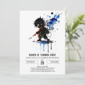 bewerkbare magische ninja jongen digitale verjaard kaart (Staand voorkant)