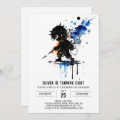 bewerkbare magische ninja jongen digitale verjaard kaart (Voorkant / Achterkant)