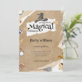 Bewerkbare Magische Tovenaar Verjaardagsfeest Kaart (Staand voorkant)