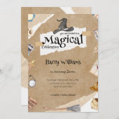 Bewerkbare Magische Tovenaar Verjaardagsfeest Kaart (Voorkant / Achterkant)