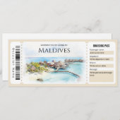Bewerkbare Maldiven vliegtuig instapkaart ticket Kaart (Voorkant / Achterkant)