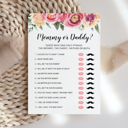 Bewerkbare mama of papa Baby shower spel Kaart